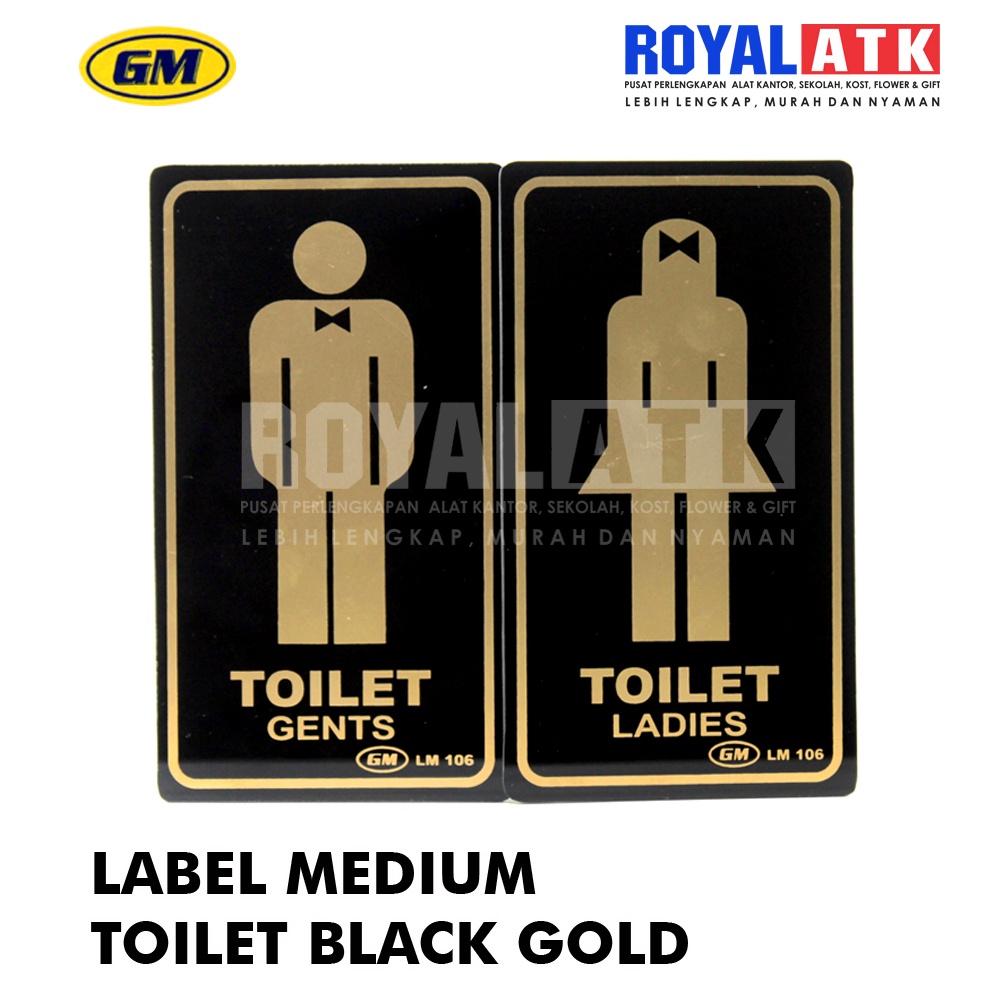 

Label Akrilik Toilet Ladies / Gents Hitam Emas GM Medium Label