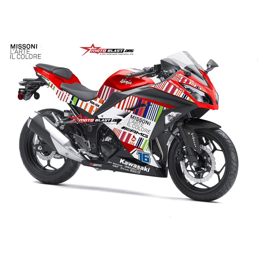 Decal Stiker NINJA 250R FI LIVERY RED MISSON WINNOW FULL BODY MOTOBLAST