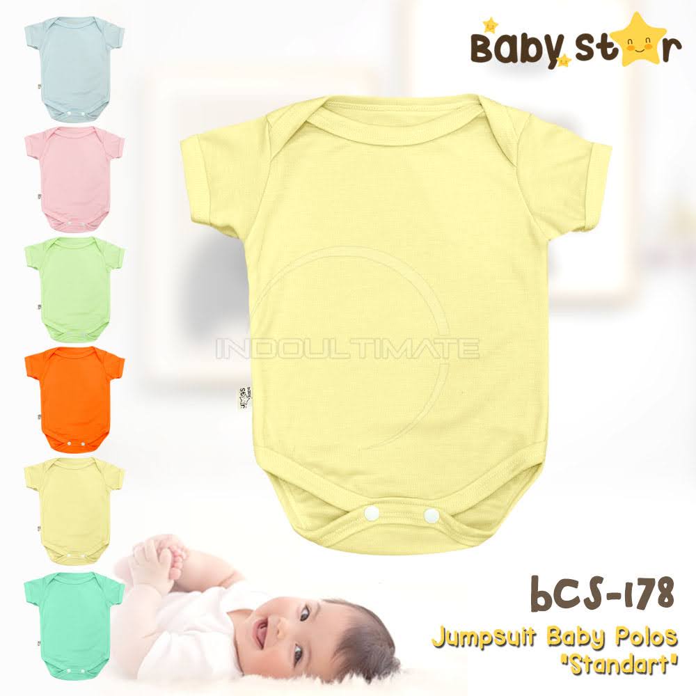 Jumpsuit Bayi Baru Lahir Bodysuit Polos Baju Bayi Laki-Laki Perempuan Jumper Bayi Baby Star