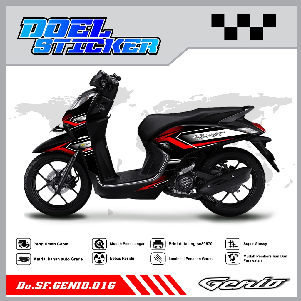 Sticker Striping Variasi Genio List Variasi Hologram , Crome Doel 016