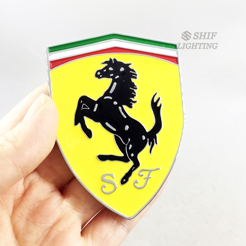 1x Stiker Emblem Logo Kuda SF Bahan Metal untuk Ferrari