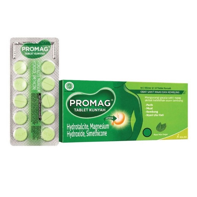 Promag Tablet Kunyah ~ Obat Sakit Maag / Perut Kembung