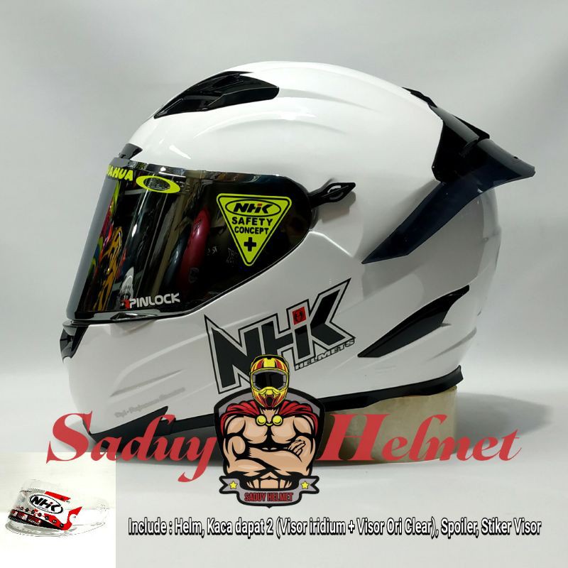PAKET GANTENG HELM NHK RX9 POLOS SOLID PUTIH WHITE