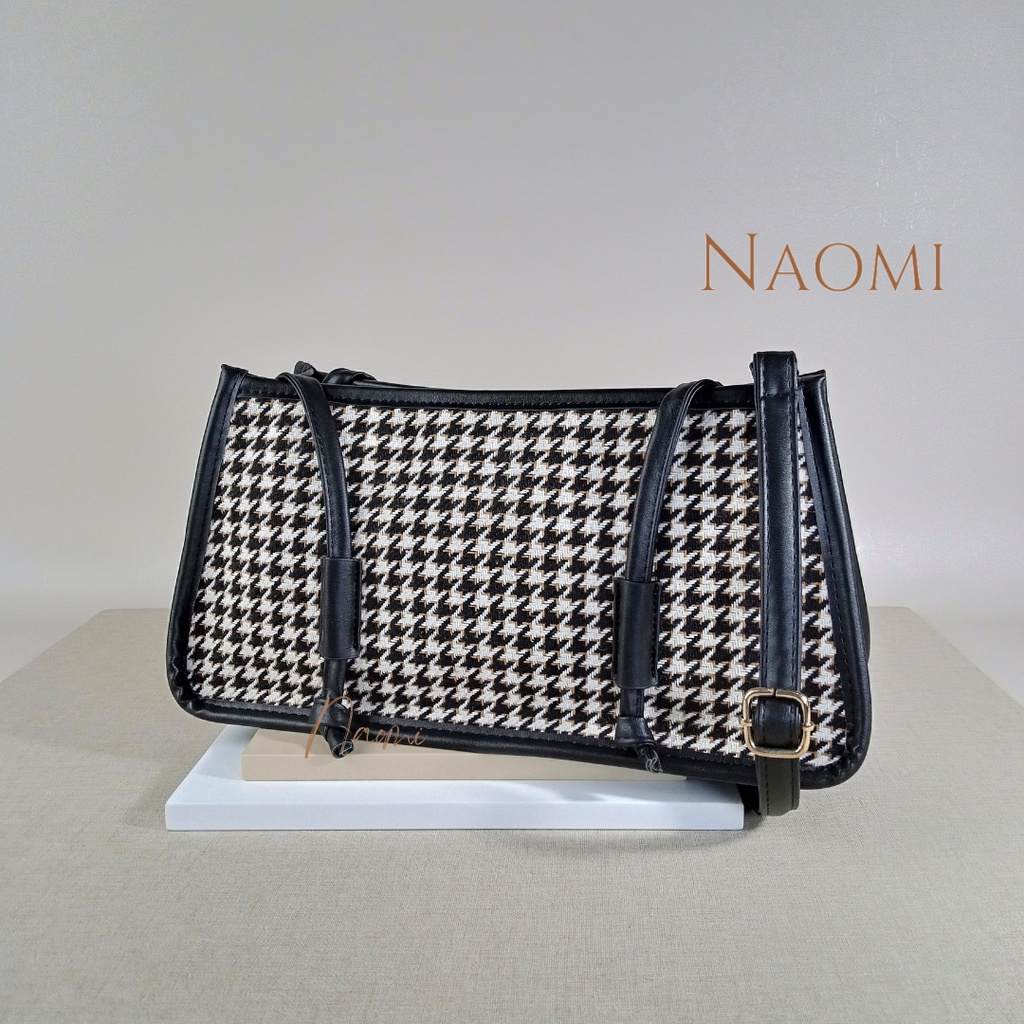 NAOMI - Margareth Shoulder Bag Import - Tas Branded Fashion Bag Wanita - Brown Black Shoulder Bag Premium - Tas Wanita - Tas Naomi - Naomi Bag - women bag