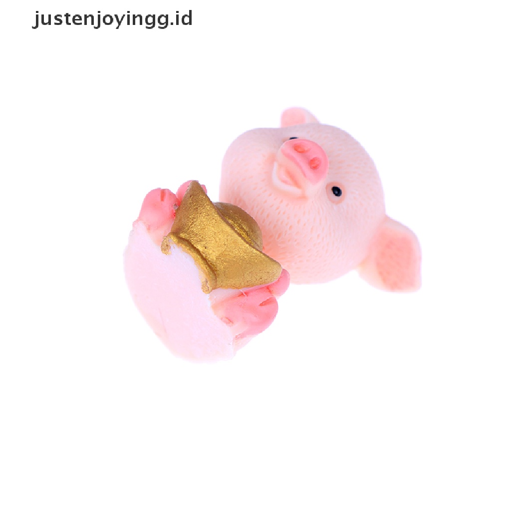 // justenjoyingg.id // Fortune Pig Miniature Figurine Fairy Garden Dollhouse Decor Micro Landscape ~