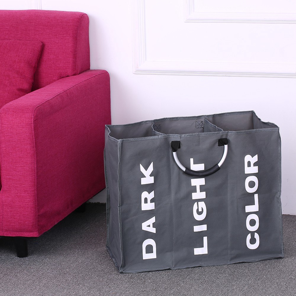 Laundry Basket Bin 3 Sections Large Dirty Clothes Hamper Sorter Toy Storage Shopee Indonesia