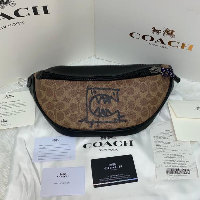 Lucu Coach Waistbag Dino Hitam 75761 Berkualitas