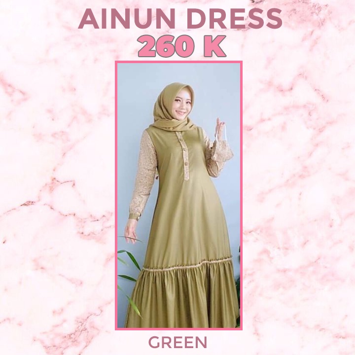 Roris Fasion AINUN 1 | Green | Gamis model terbaru untuk remaja dan dewasa
