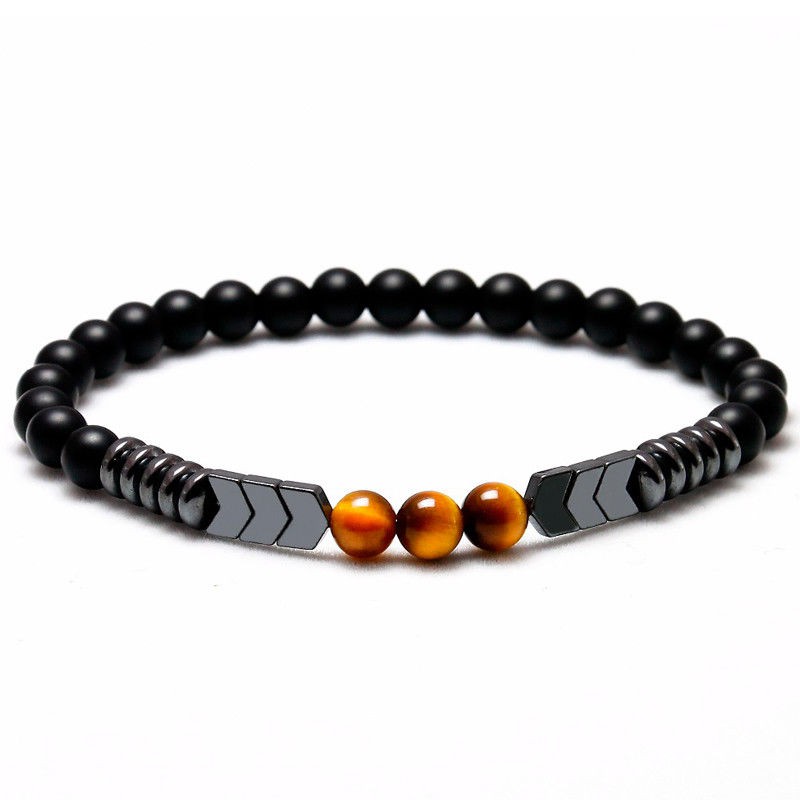 Gelang Natural Matte Onyx Tiger Eye Stone  Chakra Energy Healing