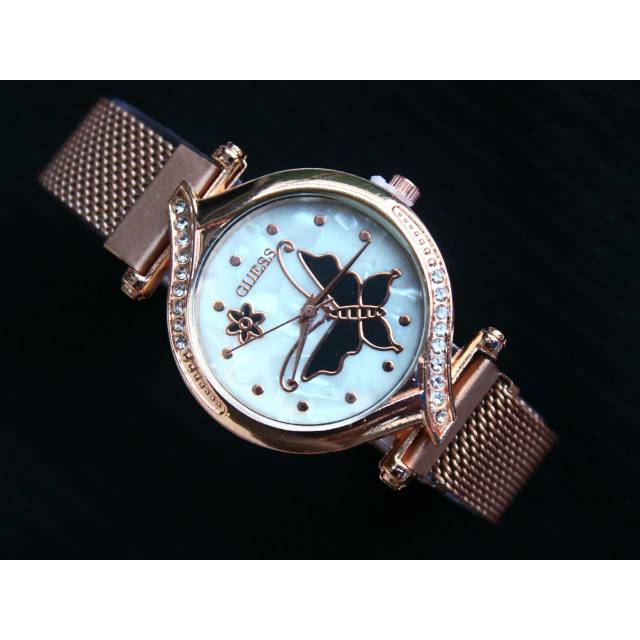 JAM TANGAN FASHION WANITA GUESS RANTAI MAGNET MODEL TERBARU