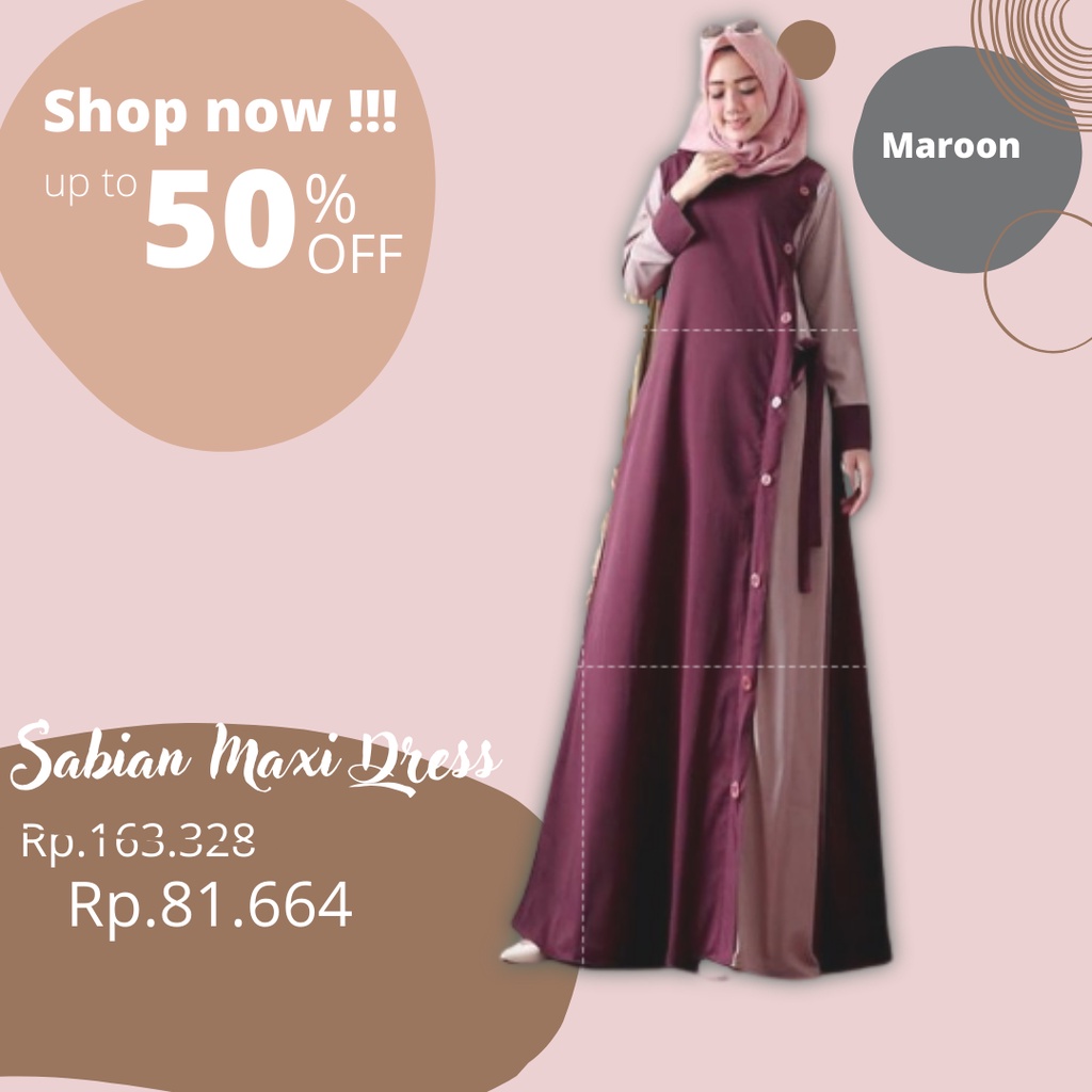 Baju Gamis Sabian Maxi Dress Terbaru 2022  Baju Gamis Murah Viral Bisa COD Gamis Kekinian Collection