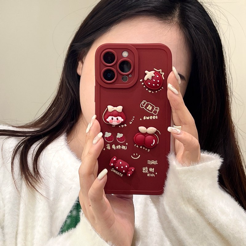 Lovely！Red Candy Girl Soft Case OPPO A53 A33 A31 A9 A5 2020 A3S Realme C1 A52 A92 F11 Reno 5 6 A7 A5S A12 A11K A15 A15S A35 Casing VIVO V15 V20 Pro Y20 Y20S Y20i Y12S Y50 Y30 Y30i Y11 Y12 Y15 Y17 Y12i Y19 S1 V9 Y93 Y91C Xiaomi Redmi Note 7 8 Pro iP iPhone