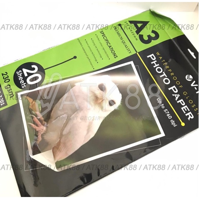 

(DISKON TERMURAH) V-Tec Glossy Photo Paper A3 230 gsm GPP-3201