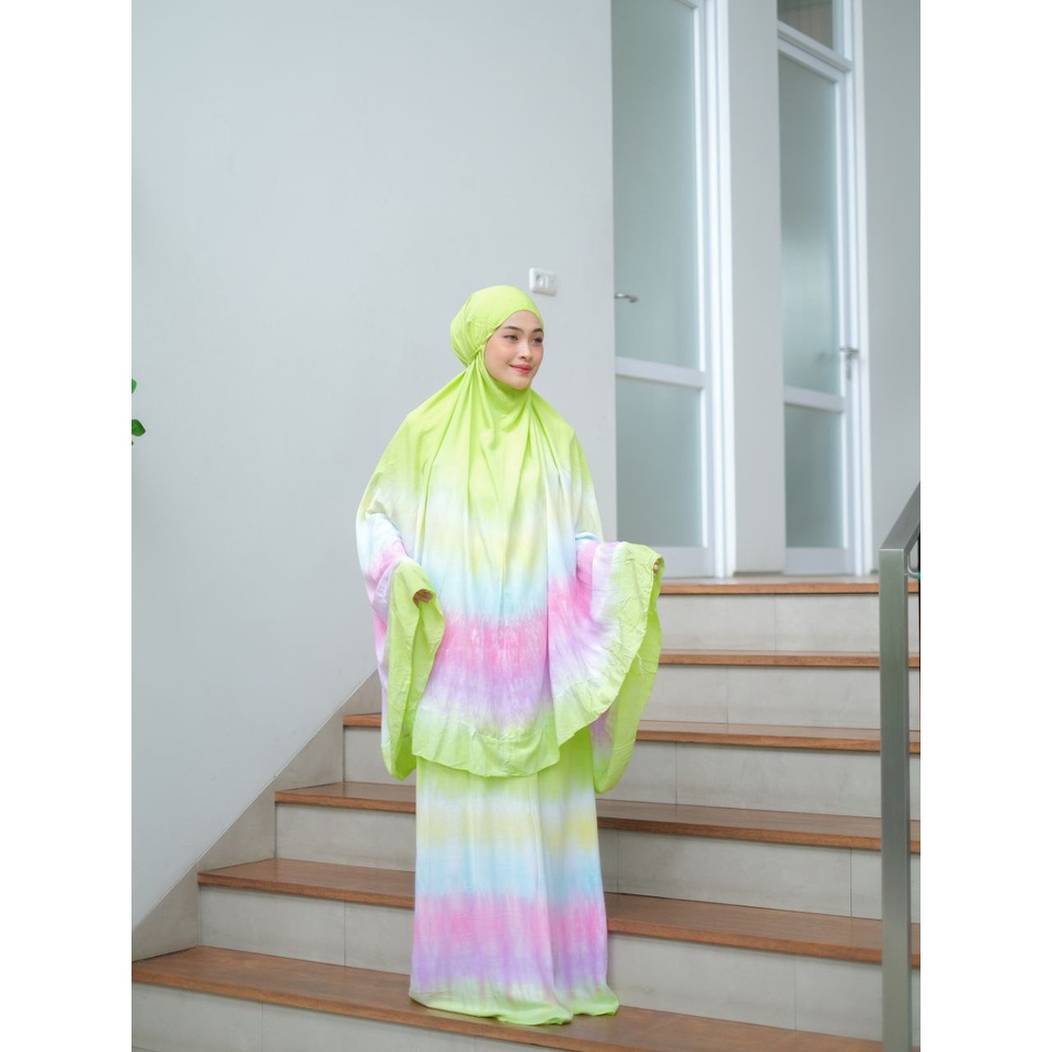 Mukena Pelangi Jumbo / Mukenah Tie dye Dewasa Jumbo / Telekung Bali