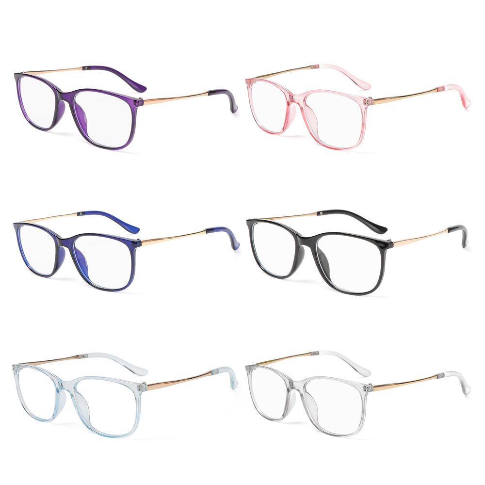 ROW Fashion Eyeglasses Vintage Ultra Light Frame Anti-Blue Light Glasses Portable Women Men Computer Square Eye Protection/Multicolor