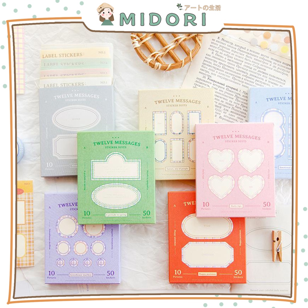 

[MIDORI] 50Pcs TWELVE MESSAGES Sticker Suits Stiker Hias DIY Planner BuJo Scrapbook - B0299
