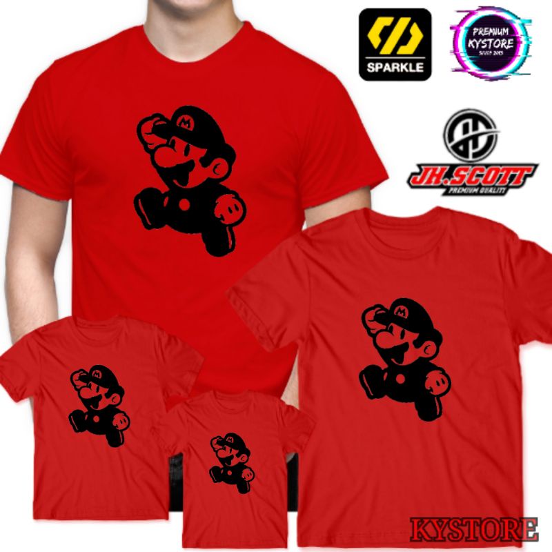 kaos anak dan dewasa motif mario bros pakaian pria - kystore