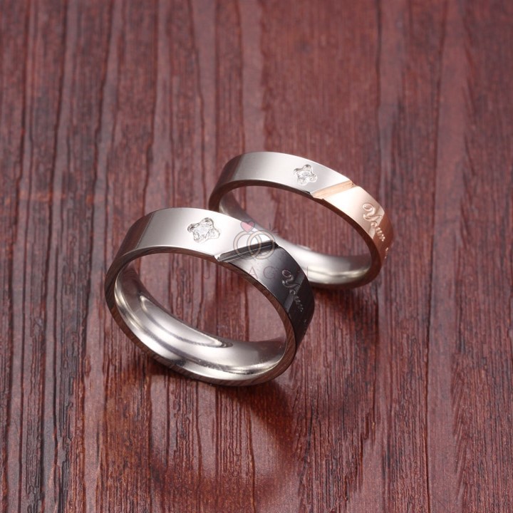 [HIGH QUALITY] Cincin Couple BUCIN R14 Titanium Ukir Nama + Box Cincin Beludru + BONUS Gelang Couple