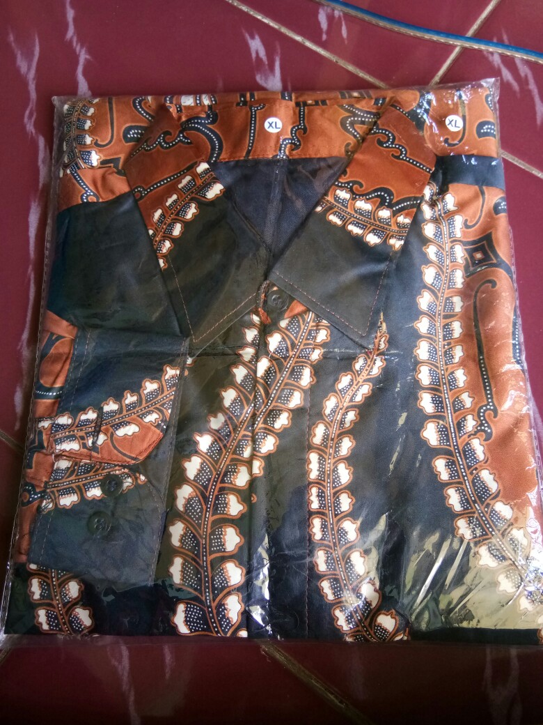 Kemeja Batik Semi Sutra Silky Premium Berfuring Lengan Panjang  Clasik Sutra Xxl  Fashion Batik Pria
