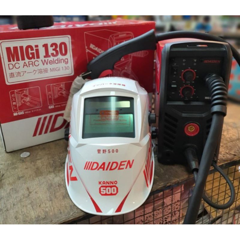 Mesin Las Daiden MIGi 130 2T/4T + Helm Las Daiden Kanno 500 - Las MMA - TIG - Tanpa Gas CO2 - Mesin 