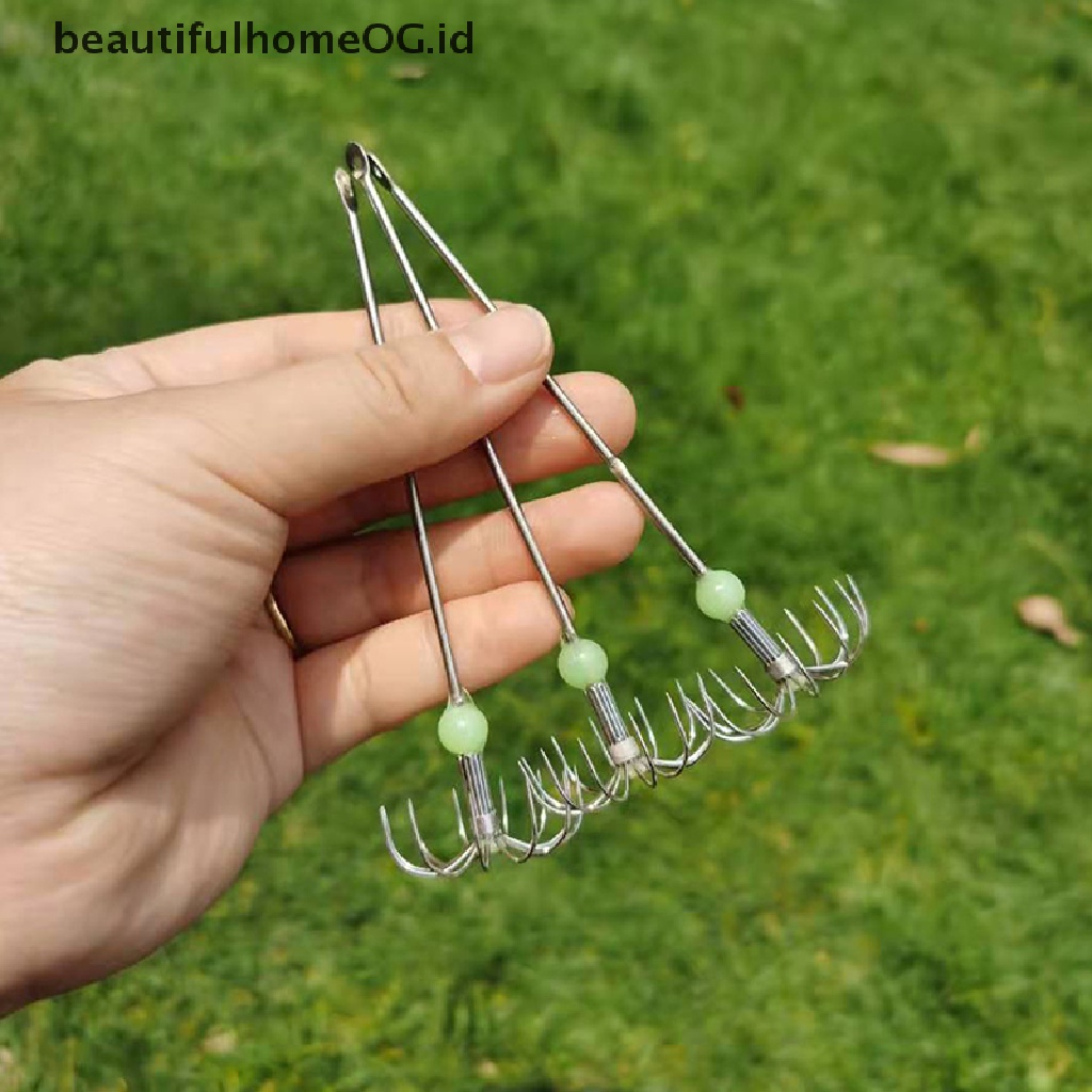 Beautifulhomeog.id / Set Kait Umpan Pancing Bentuk Gurita Bahan Stainless Steel