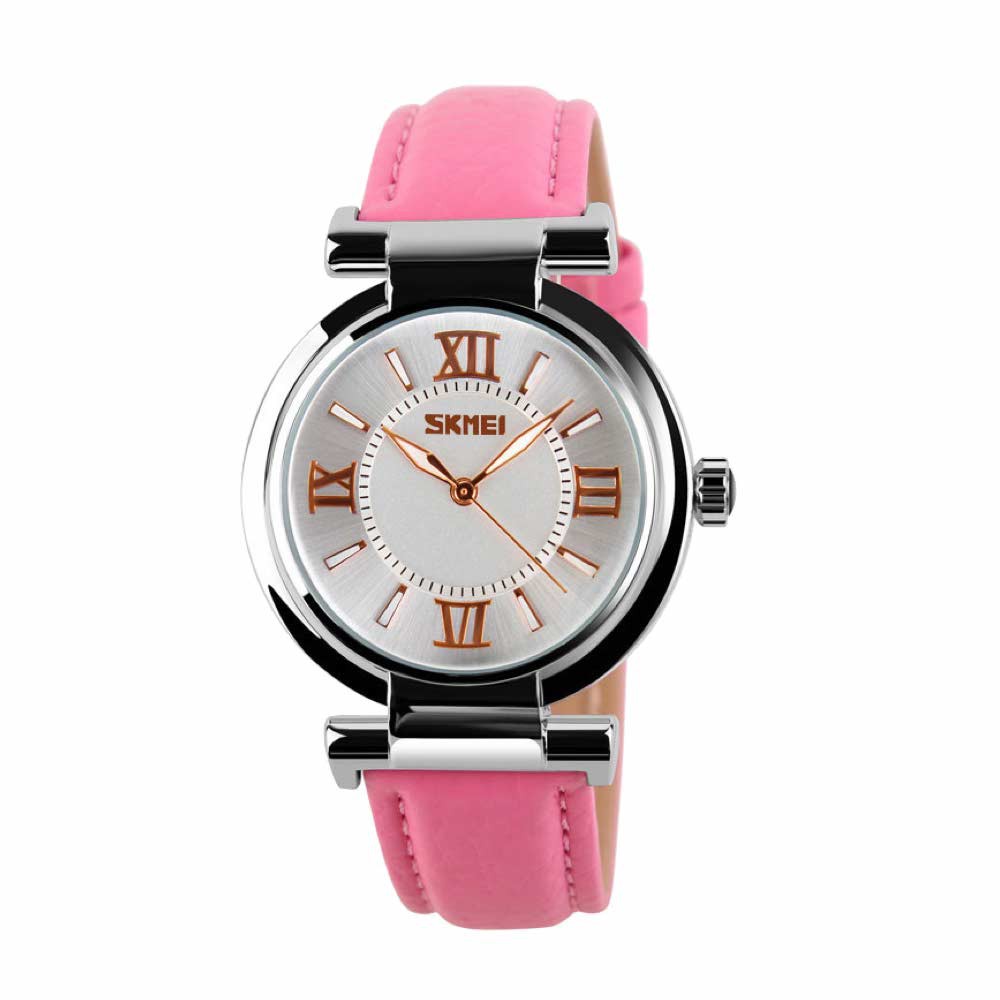 Skmei Casual 9075 Strap Leather Jam Tangan Wanita - Pink