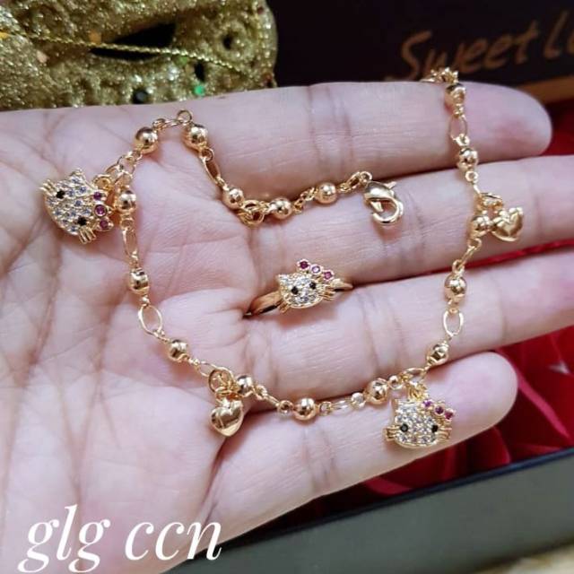 xuping gelang dan cincin anak lapis emas18k 0522j