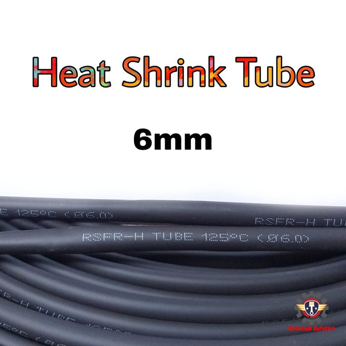 Heat Shrink Tube 6mm Selongsong Bakar Selang Bakar 1meter - Hitam