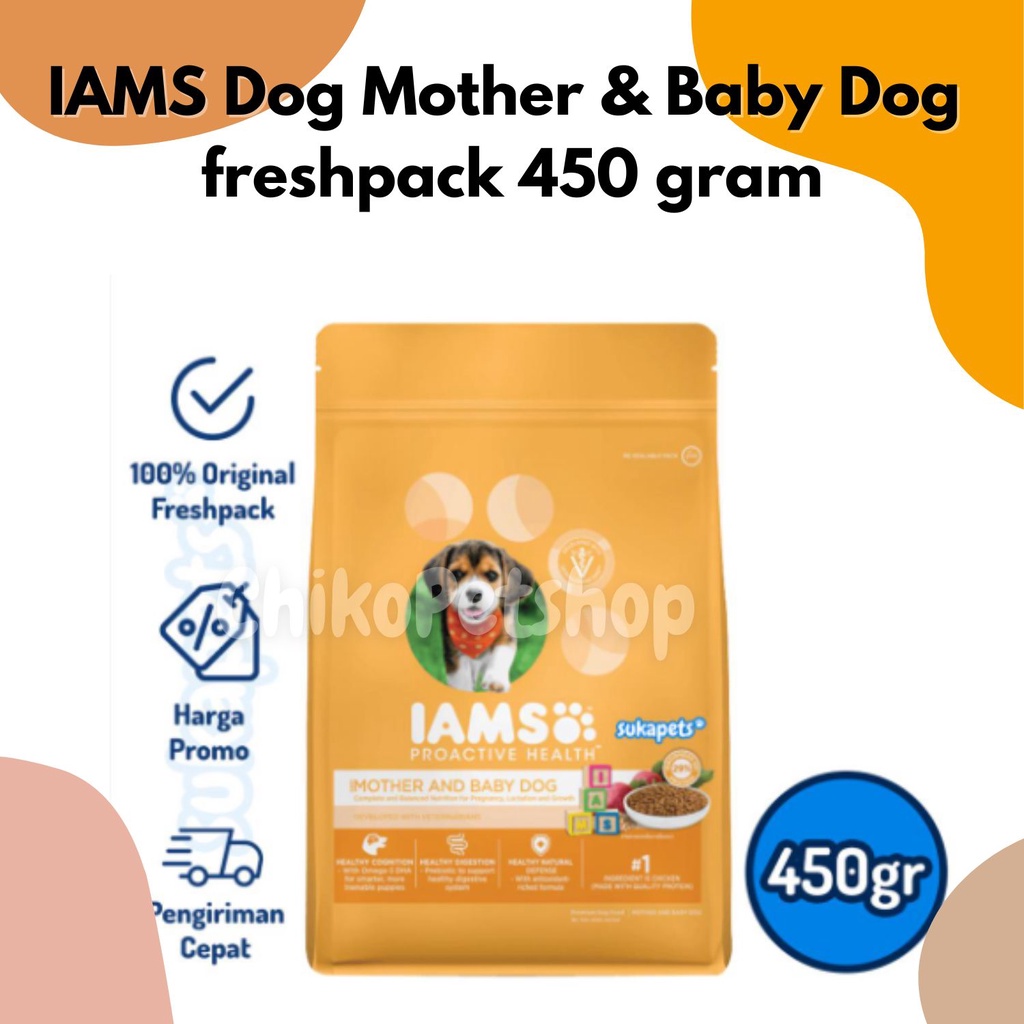 Makanan Kering Induk &amp; Anak Anjing  IAMS Dog Mother &amp; Baby Dog 450gr
