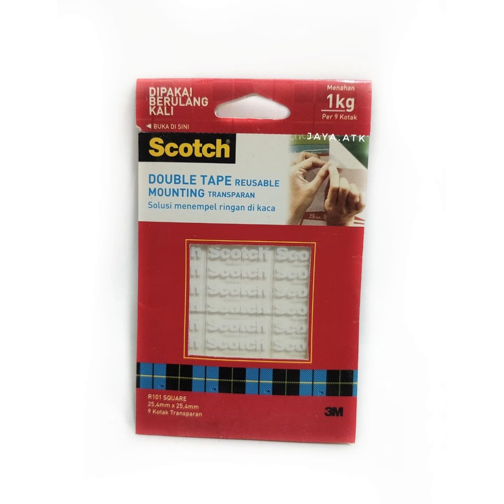 SOLASI DOUBLE TAPE MOUNTING TRANSPARANT 3M SCOTCH R101 KOTAK BENING REUSABLE BISA BERKALI KALI