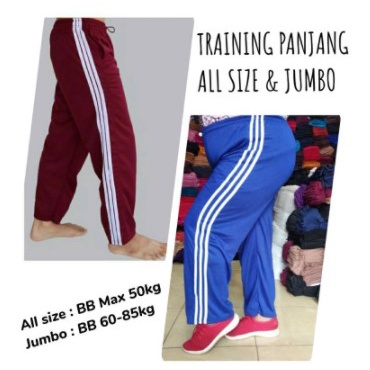 CELANA TRAINING PANJANG GARIS UKURAN JUMBO XXL BIGSIZE CELANA OLAHRAGA CELANA BAHAN KAOS BISA COD