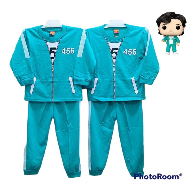 setelan baju anak squid game terbaru setelan panjang / kostum anak squid game terbaru