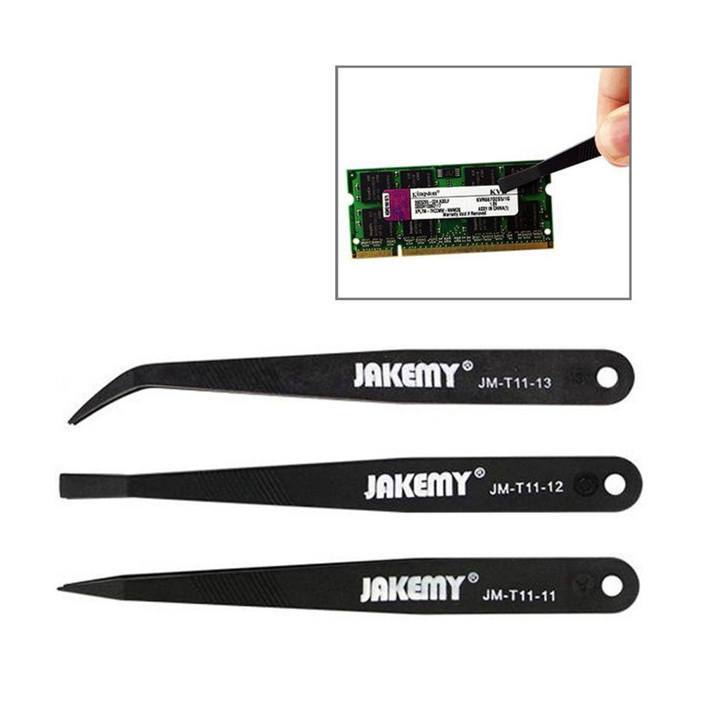 Jakemy JM-T11 3 in 1 Professional Anti-static Pinset Tweezers Kit Repair Tool