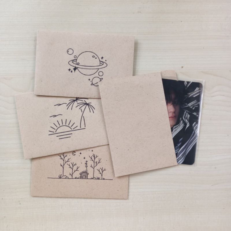 

Packing amplop photocard kertas coklat vintage aesthetic printed cetak lucu lembaran 6.5x9.7 / 13.1x9.7 cm
