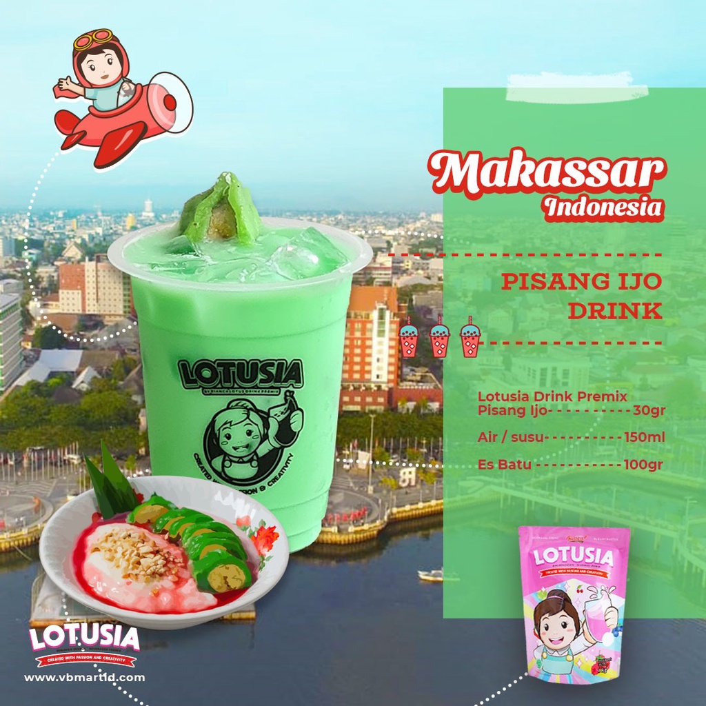 30gr Lotusia PISANG IJO Drink Premix (TRIAL PACKAGE)