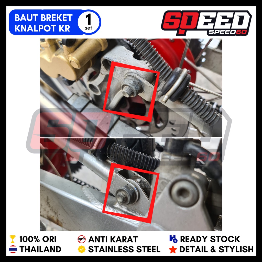 Baut Mur Breket Knalpot Kawasaki Ninja R RR Baut Mur Probolt Thailand Stainless King Nut