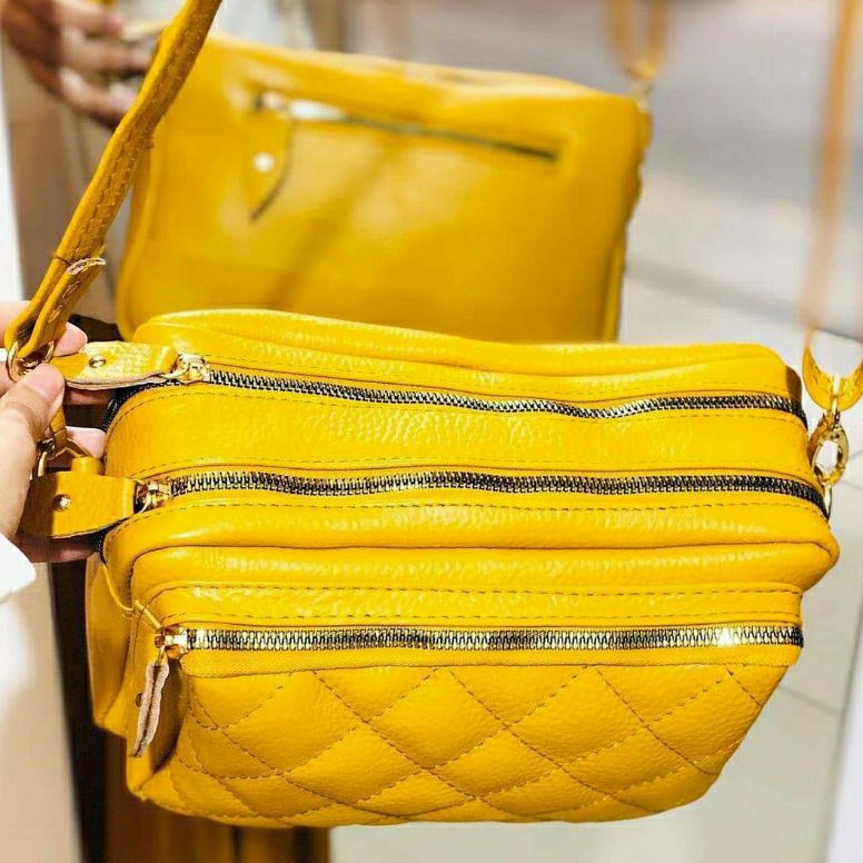 tas kulit wanita asli kulit garut - tas garut kulit wanita kulit asli - Kuning, S