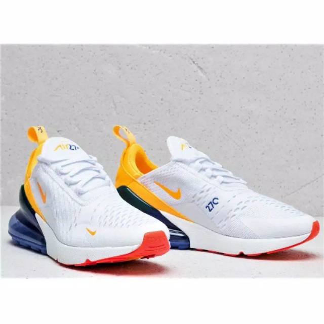 Sepatu Olahraga Nike Air Max 270 White Laser Orange High Premium Original/Sneaker Running Putih