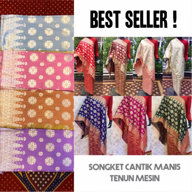 SONGKET TENUN MESIN PALEMBANG - TERLARIS  MURAH BAGUS MEWAH ASLI PALEMBANG
