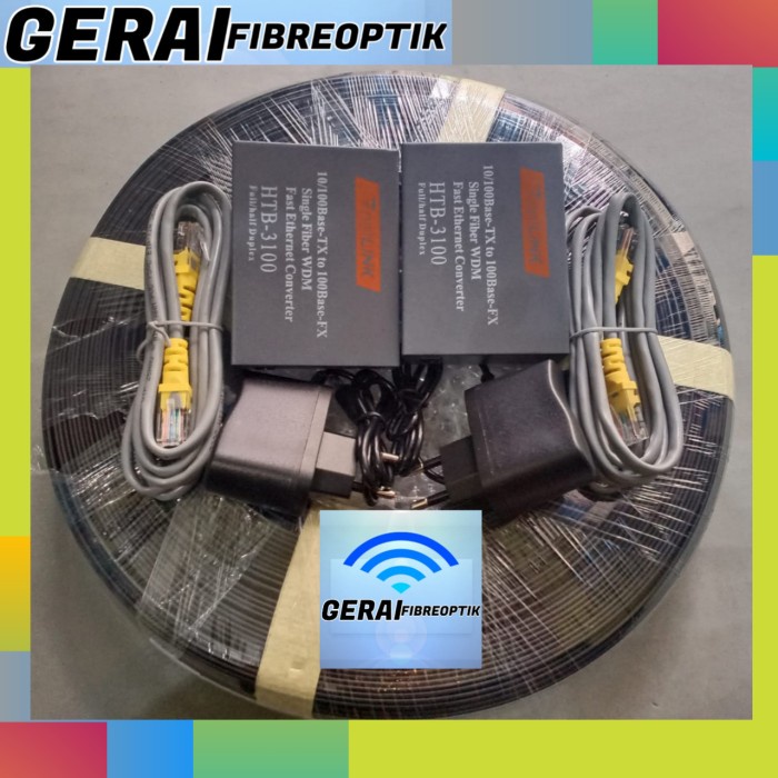 Terbatas - Paket Kabel Fiber Optik 125M 1 Seling Dan Sepasang Netlink Htb 3100 Ti