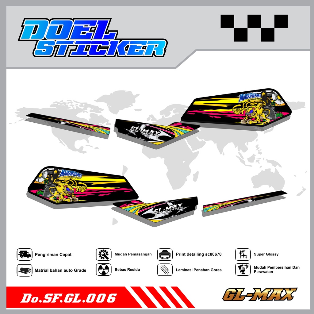 Sticker Striping GL PRO , MAX List Variasi Hologram pelangi,Crome Doel  006