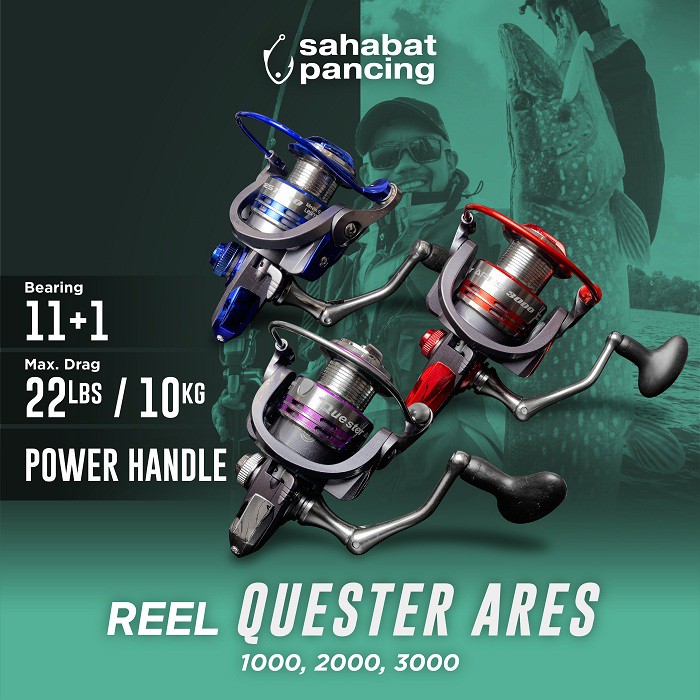 REEL PANCING POWER HANDLE ARES QUESTER MAX DRAG 10kg 11+1BB 1000 2000 3000