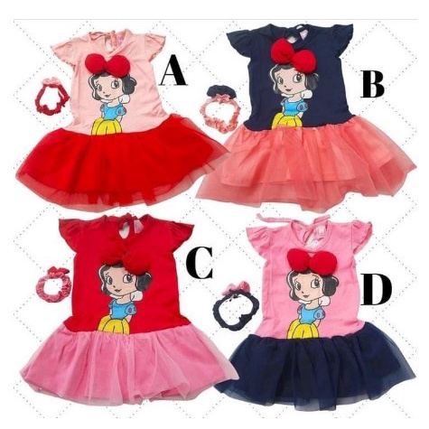 Baju Bayi Perempuan Usia 3 4 5 6 7 8 9 Bulan / Gamis Set Kerudung