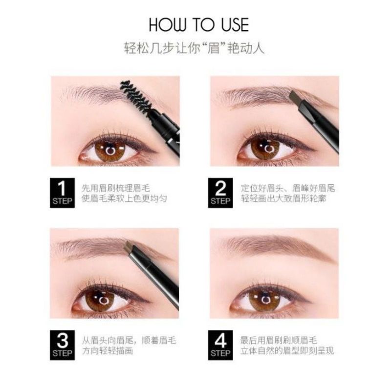 Pensil Alis LAMEILA Eyebrow Putar Berkepala Dua Tahan Lama 7 Pilihan Warna