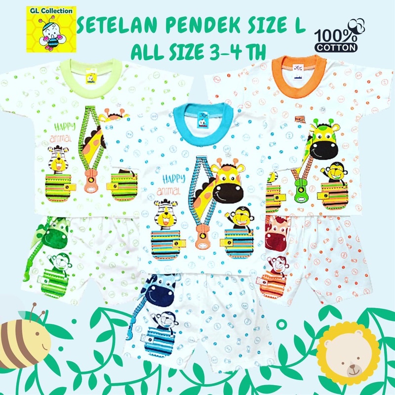 OBRAL! SETELAN PENDEK ANAK SIZE L (3-4TAHUN) 100%KATUN