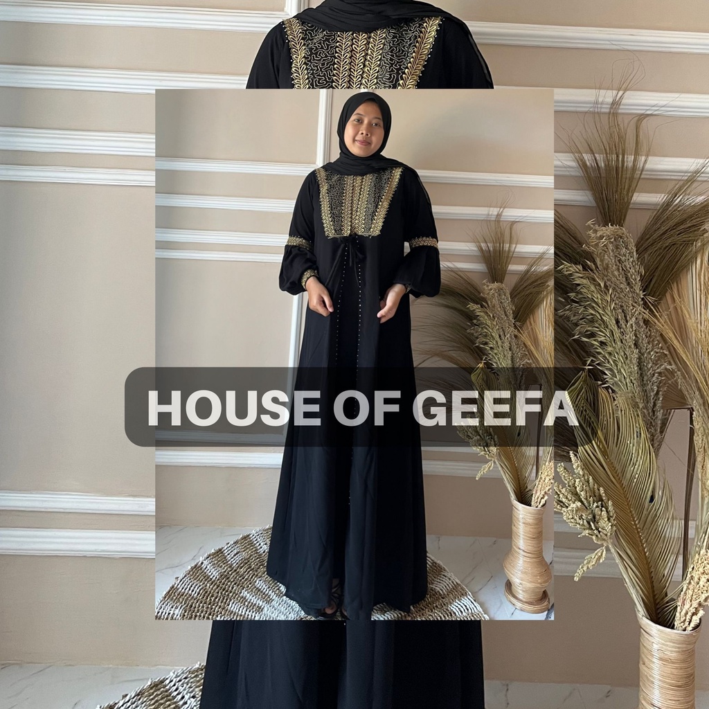 House of Geefa - Abaya Turkey Hitam - Abaya Lengan Balon - Abaya Remaja Terbaru 2022 - Abaya Dress T
