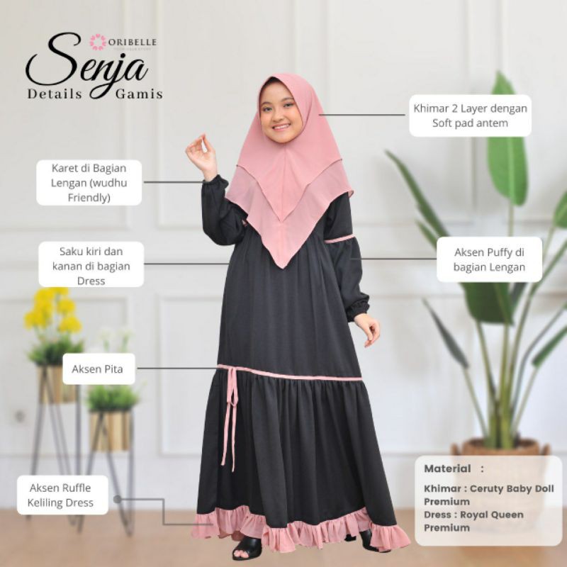 Gamis Couple Ibu dan Anak Perempuan set Khimar Syar'i Original By Oribelle