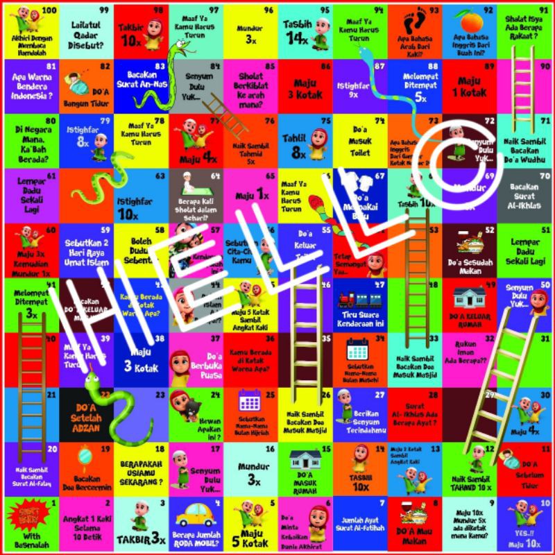 Ular Tangga Jumbo 2x2 Anak Muslim Nusa Rara + Boneka Dadu