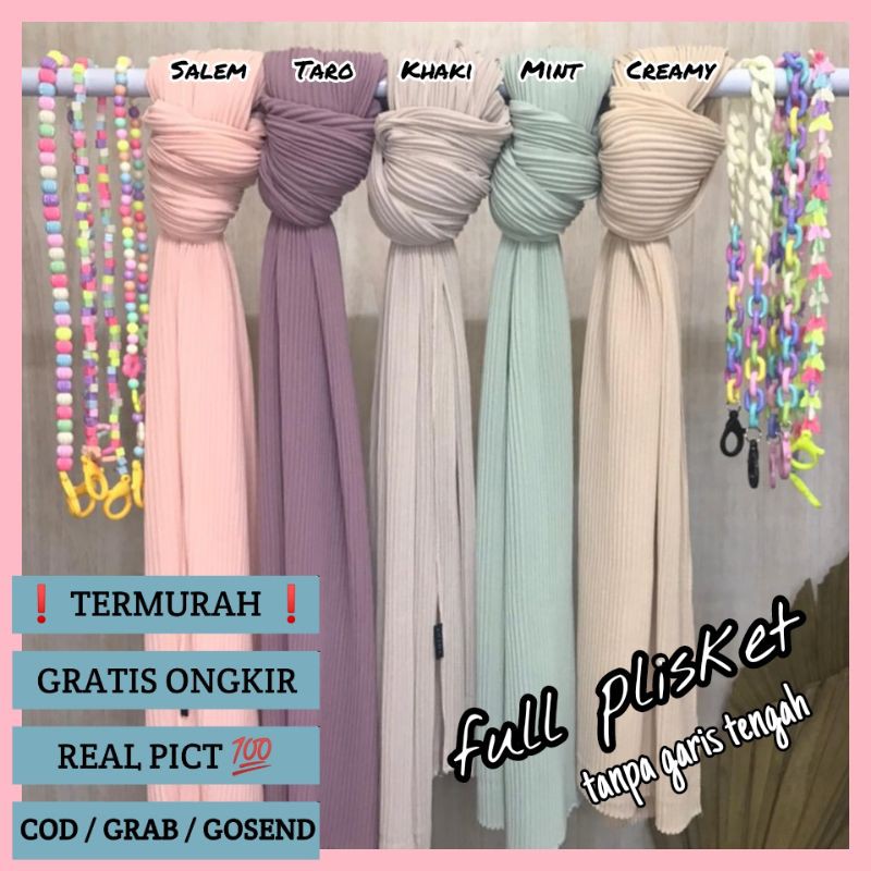 PASMINA PLISKET / FULL PLISKET TANPA GARIS TENGAH / PASMINA PLISKET RENDA