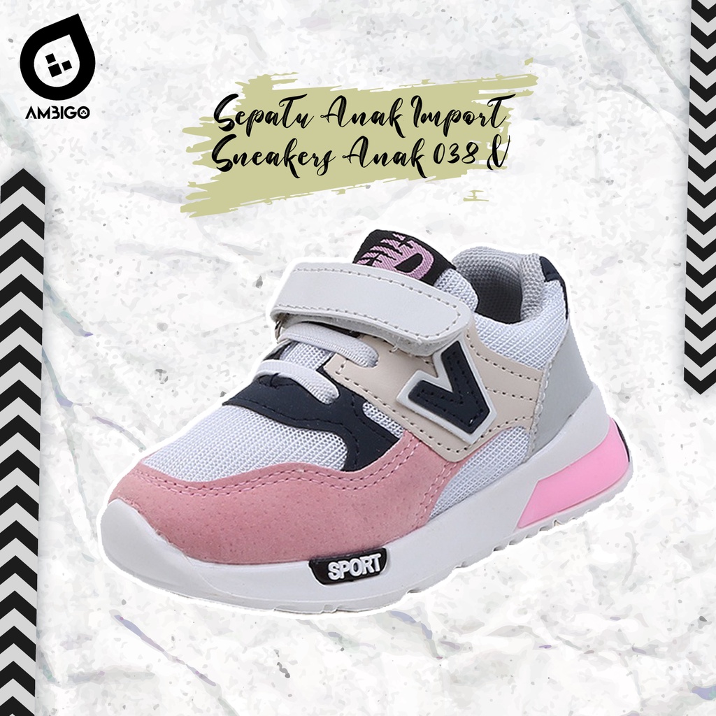 Sepatu Anak Laki Laki - Sepatu Anak Perempuan Shoes V SPORT MOTIF 038 Sepatu Sport Anak Casual Import